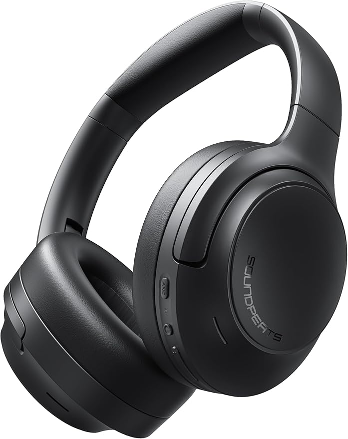 SoundPEATS Cove Pro Over Ear Headphones with 56dB Adaptive Noise Cancellation, 95H Battery for Long Flights, Comfortable Over-Ear Design, Hi-Res Audio & Clear Calls,Black