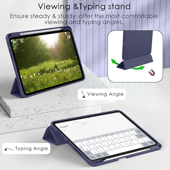 ZryXal New iPad Pro 13 Inch Case (M5) 2025 / (M4) 2024 with Pencil Holder, Smart iPad Case [Support Pencil Pro and Pencil (USB-C)], Support Touch ID and Auto Wake/Sleep (New Dark Blue)