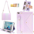 Shiny Case for iPad mini 5/4/3/2/1, Mini 7.9" Handbag Case, Techcircle Iridescent PU Leather Folio Envelope Pocket Stand Cover with Hand Strap+Shoulder Strap+Pencil Holder+Card Slots, Shiny Lilac