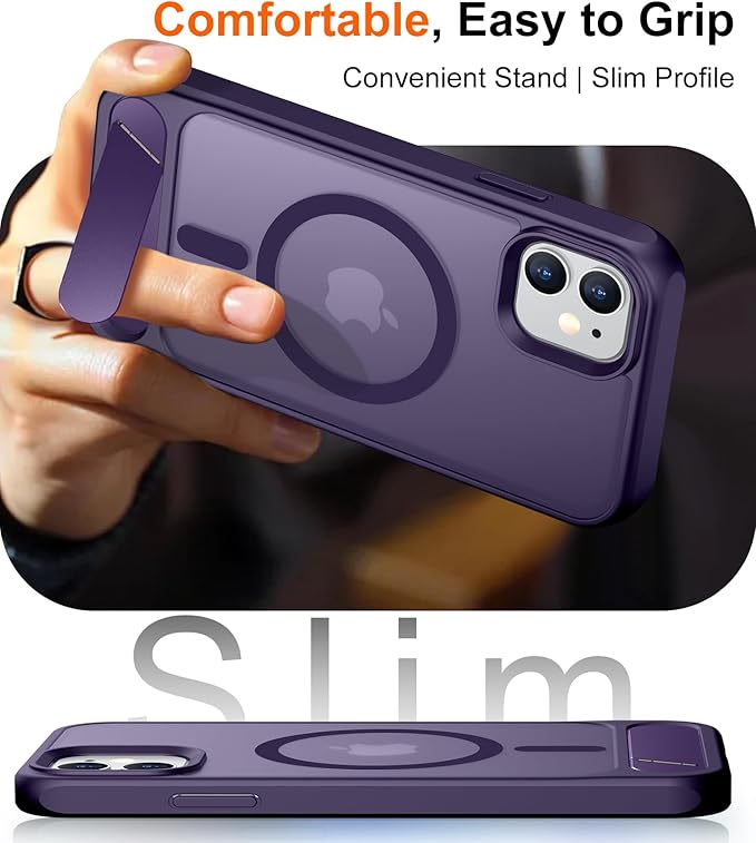 Magnetic Compatible with iPhone 11 Phone Case, [Built-in Invisible Kickstand][Compatible with MagSafe] [Military Grade Shockproof] Slim Translucent Matte Phone Case for iPhone 11 6.1"