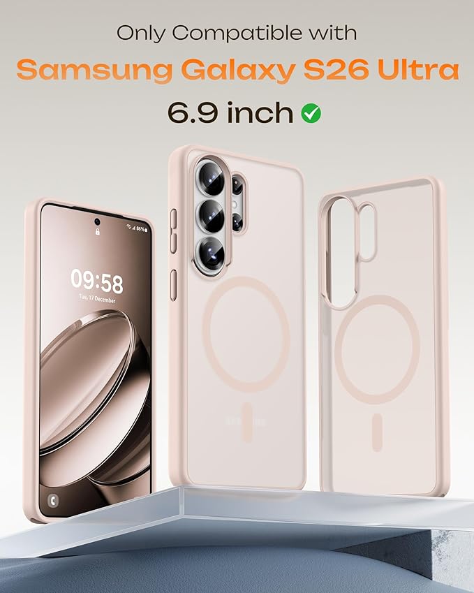 TOCOL for Samsung Galaxy S26 Ultra Case, Built-in Magnetic Ring, Drop Protection, Slim Translucent Matte Phone Case for Galaxy S26 Ultra 6.9 inch (Desert)