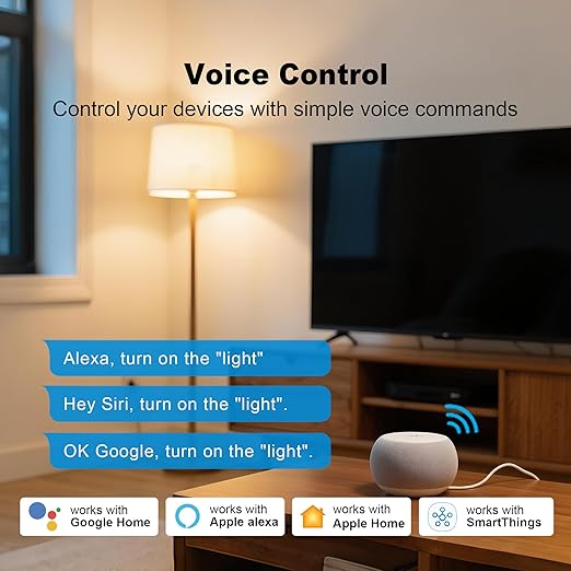 Matter Smart Plug, Work with Apple Homekit, Alexa & Google Home, WiFi Outlet with 15A/1800W Max, Voice Control, Supports Energy Monitoring by Tuya, 2.4GHz Wi-Fi Only, 4 Pack