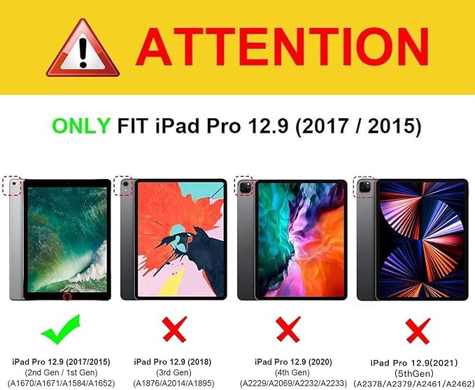 AICase iPad Pro 12.9" Case, Heavy Duty Hybrid Shockproof Hard Case Cover Rubber Stand for 2017(A1670/A1671) Apple iPad Pro 12.9 inch (Black/Mint Blue) (1st Gen/2nd Gen 2015/2017)