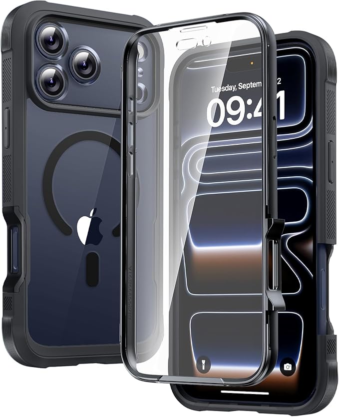 Diaclara Magnetic Designed for iPhone 17 Pro Case 6.3 Inch Full Body Bumper,[Compatible with MagSafe] Military Drop Proof Cover with Built-in Touch Sensitive Anti-Scratch Screen Protector, Black