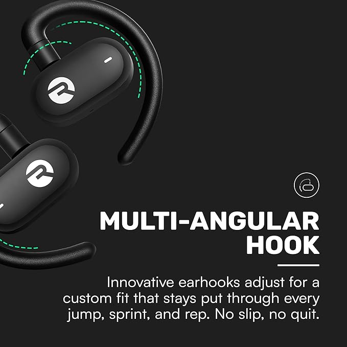 Raycon Fitness Open Ear Earbuds – Open Ear Headphones, Earbuds Wireless Bluetooth, Running Headphones, Sweat & Water-Resistant Earphones, 40 Hours Battery Life (Black)