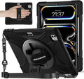 BRAECNstock for Apple iPad Pro 13 inch Case M5 2025 / M4 2024, Shockproof Protective with Pencil Holder, [360 Rotating Hand Strap & Stand], Shoulder Strap, Case for iPad Pro 13, Black