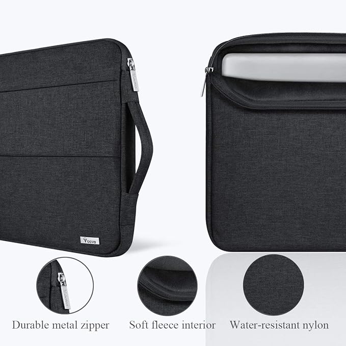 Voova 15.6 16 Inch Laptop Sleeve Case Compatible with MacBook Pro 16 M1/M2/M3/M4 Max 2019-2025, 15.6-16” Hp Lenovo Acer Asus, Waterproof Slim Computer Bag Cover with Handle, Black