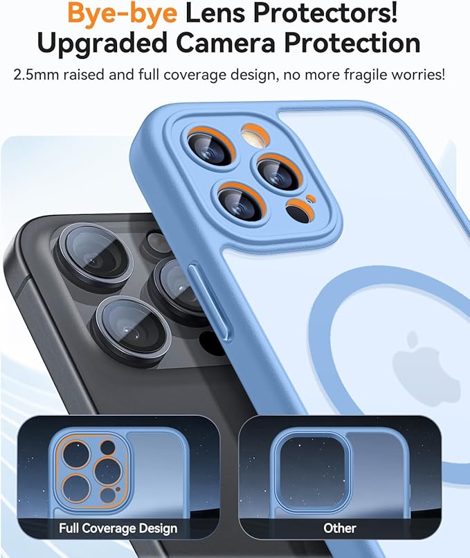CANSHN Magnetic Compatible with iPhone 12 Pro Case, Upgraded [Full Camera Protection] [Compatible with Magsafe] [Translucent Matte] Shockproof Protective Phone Cover 6.1 Inch - Light Blue