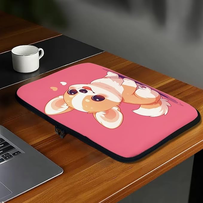 Cute Corgi Laptop Sleeve for Women Girls 13 Inch Laptop Accessories with Versatile Uses Lap Top Case Portable Computer Sleeve Laptop Pouch Ideal Gifts for Holidays Pink