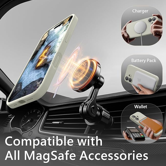 FireNova Magnetic for iPhone 17 Case, Compatible with MagSafe, [Integrated Silicone Camera Control Button] [Camera Protection] Anti-Scratch Microfiber Lining Phone Case, 6.3", Stone