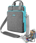 ZINZ Laptop Shoulder Bag 12.3-13 inch Case Sleeve, Expandable Handbag with Valuables Compartment Compatible with MacBook Air/Pro/Neo 13", iPad 12.9"/13"/11", Shockproof,Gray-Blue edge