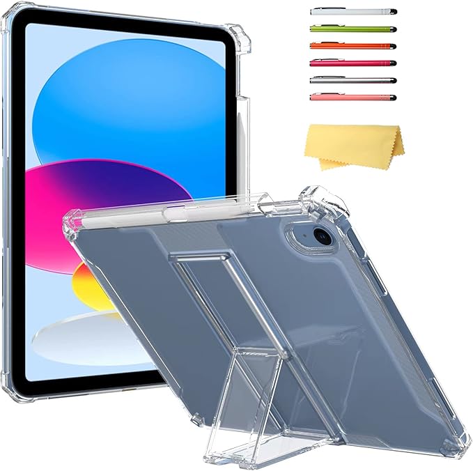 Clear Case for iPad mini 7 A17 Pro (2024) & iPad mini 6 2021 8.3 Inch/iPad mini 7th/6th Generation Case with Pencil Holder/Kickstand,UUcovers Transparent Soft TPU Shockproof Back Crystal Cover,Clear