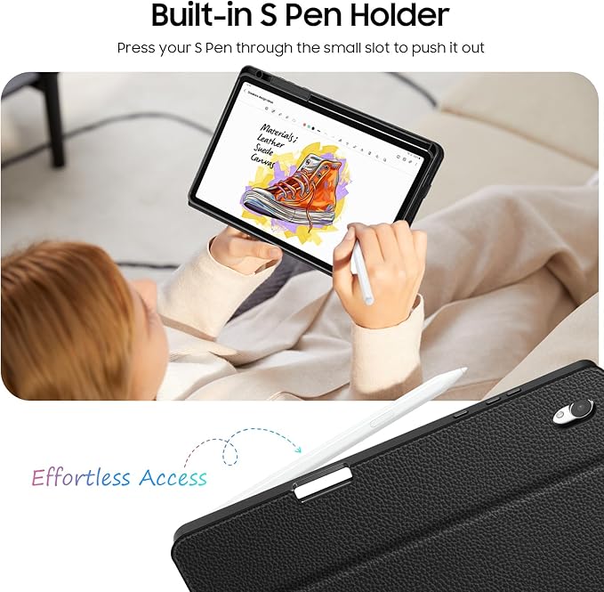 Fintie Case for Samsung Galaxy Tab S11 5G 11 Inch 2025 Model (SM-X730/X736B) with S Pen Holder, Multi-Angle Viewing Soft TPU Back Cover with Pocket, Auto Wake/Sleep, Black