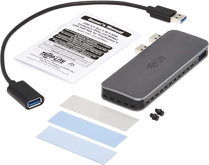 Tripp Lite PlayStation 5 SSD Enclosure, USB 3.2 Gen 2 Up to 10 Gigabytes Per Second, SSD Not Included - Multi-Size M.2, PCIe, and NVMe - Sturdy Aluminum Housing, 1-Year Warranty (U357-1M2-NVMEG2)