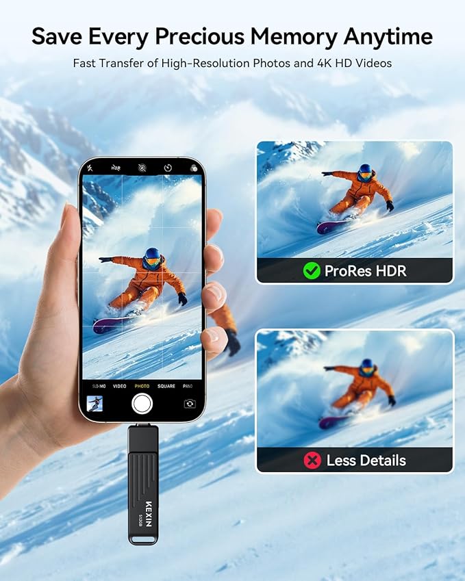KEXIN 512GB USB C Flash Drive up to 1000MB/s Dual Thumb Drive 512G with Type-C and USB-A Connectors USB 3.2 Gen 2 USB Drive Swivel Memory Stick for iPhone 15/16/17, Smartphone, Tablet, Laptop