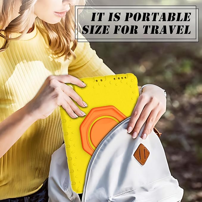 for iPad Pro 12.9 Case 3rd 4th 5th 6th Generation with Pencil Holder & 360° Rotating Handle Stand, New Cute Rugged Cover for iPad Pro 12.9 inch 2022/2021/2020/2018 - Yellow