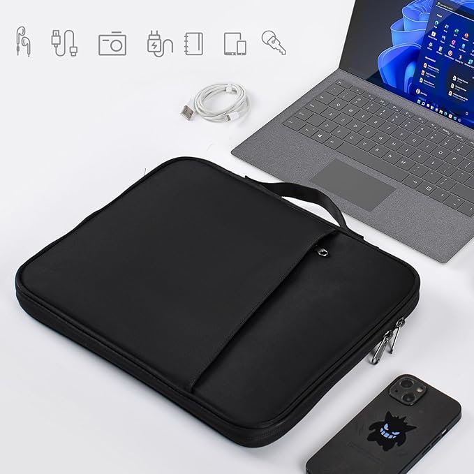 13 inch Laptop Sleeve Case for 2026 2025-2022 MacBook Air 13.6 inch M5 M4 M3 M2 Chip, MacBook Neo 13 inch Laptop Water-Resistant Shockproof Handle Bag Cover w/Accessory Pocket -Black