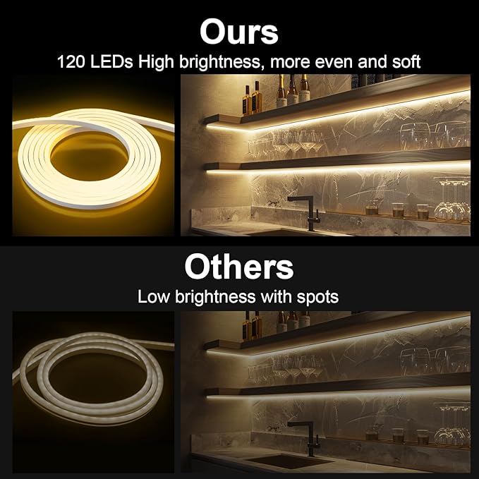 Neon Rope Lights, 32.8ft Warm White Dimmable LED Rope Lights, Cuttable Waterproof Flexible DIY LED Strip Lights for Bedroom, Indoor, Outdoor Decoration (Power Adapter Included)