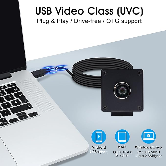 SVPRO 4K USB Camera Autofocus Video Camera UHD 3840x2160 with Metal Box for Pro Streaming/Online Course/Industrial Use,100 Degree Non-Distortion Wide Angle PC Computer Camera for PC Laptop