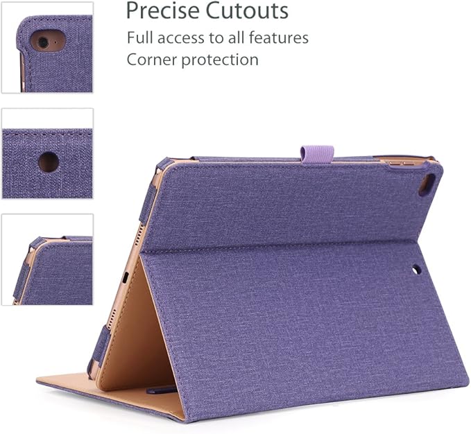 ProCase for iPad 9.7 Inch iPad 6th/5th Generation Case 2018 2017/iPad Air 2/Air 1 Case, Premium Leather Folio Corner Protection Multi-Angle Viewing Stand Cover with Front Pocket Pen Loop -Purple