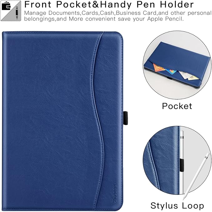 for iPad mini 5 2019/Mini 4 3 2 1 Case 7.9 Inch, Premium PU Leather Folio Stand Cover with Auto Wake/Sleep, Front Card Pocket for iPad mini 5th/4th/3rd/2nd/1st Generation, Navy Blue