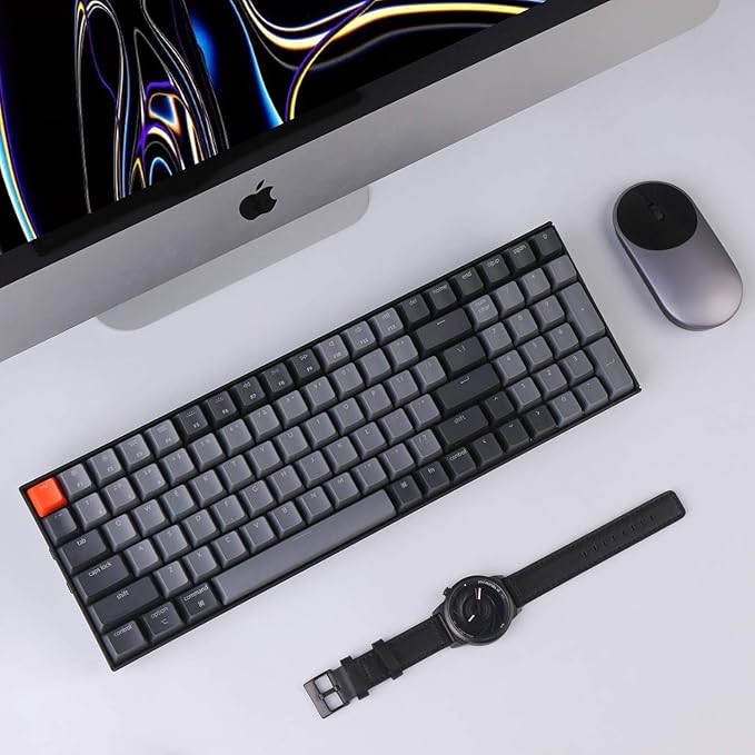 Keychron K4 96% Layout 100 Keys Wireless Bluetooth 5.1/Wired USB Mechanical Gaming Keyboard with Keychron Super Red Switch White LED Backlight N-Key Rollover for Mac Windows PC-Version 2