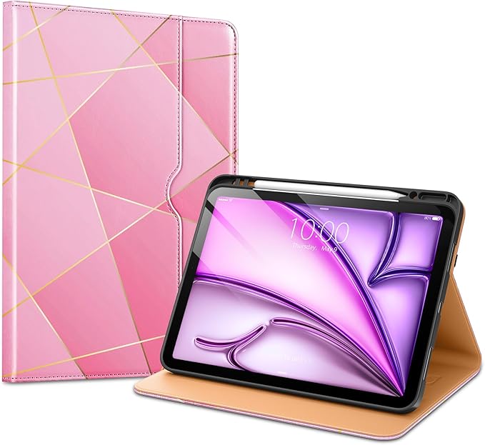 VIKESI Case for iPad Air 13 inch (M4) 2026 / (M3) 2025 / (M2) 2024,Premium Leather Folio,Apple Pencil Holder,Auto Sleep/Wake,Stand Cover - Polygons