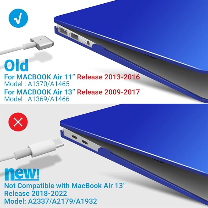 IBENZER Compatible with MacBook Air 11 Inch Case Model A1370 A1465, Soft Touch Plastic Hard Shell Case Bundle with Keyboard Cover for Mac Air 11, Royal Blue, A11RBL+1 A