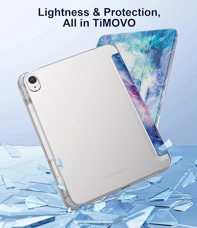 TiMOVO Case for iPad Air 11 Inch M4 2026/M3 2025/M2 2024, iPad Air 5th Generation 2022/4th Gen 2020 10.9 Inch with Pencil Holder, Stand Cover with Translucent Back, Auto Wake/Sleep, Dreamy Nebula