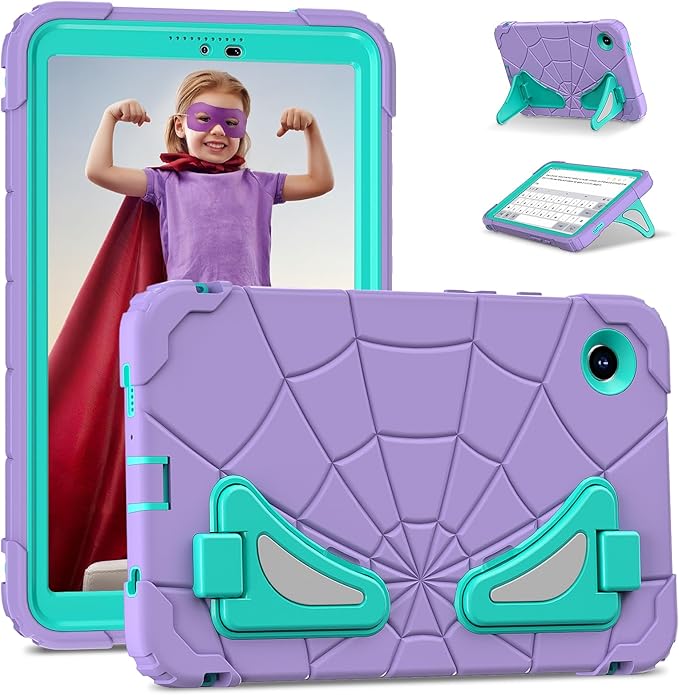 AKABEILA Compatible with Samsung Galaxy Tab A11 2025 8.7 inch Tablet Case，Lightweight Shockproof Rugged Protective Cover with Kickstand for Kids Children Boys Babies Purple Mint Green