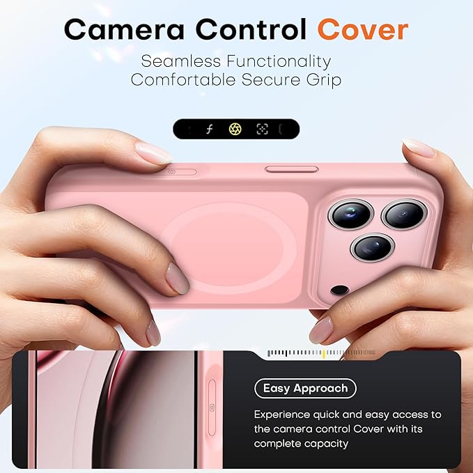 TAURI for iPhone 17 Pro Case, Compatible with MagSafe, (Full Camera Protection) Camera Control Cover Solid-Color Matte Magnetic Phone Case for 17 Pro 6.3", Pink