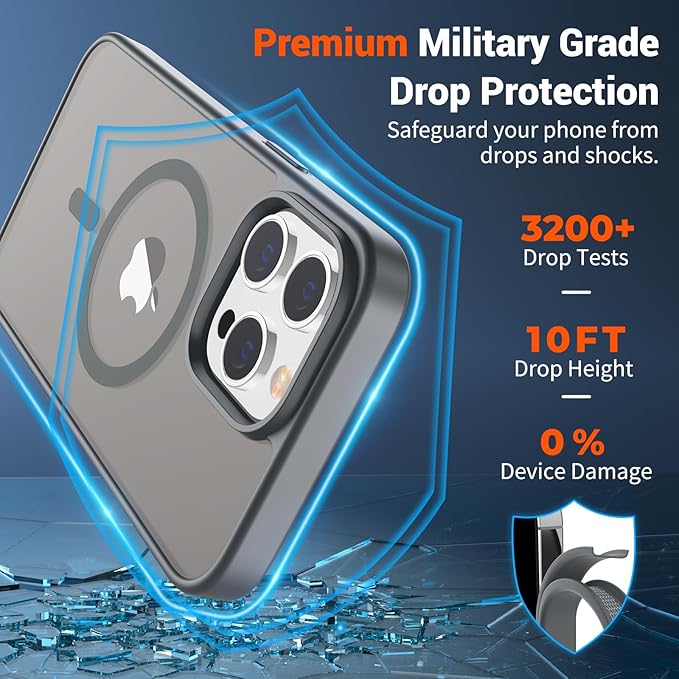 SUPFINE Magnetic for iPhone 12 Pro Max Case (Compatible with MagSafe) (Military Grade Drop Protection) Slim Translucent Matte Shockproof with Anti-Fingerprint Phone Case,Gray
