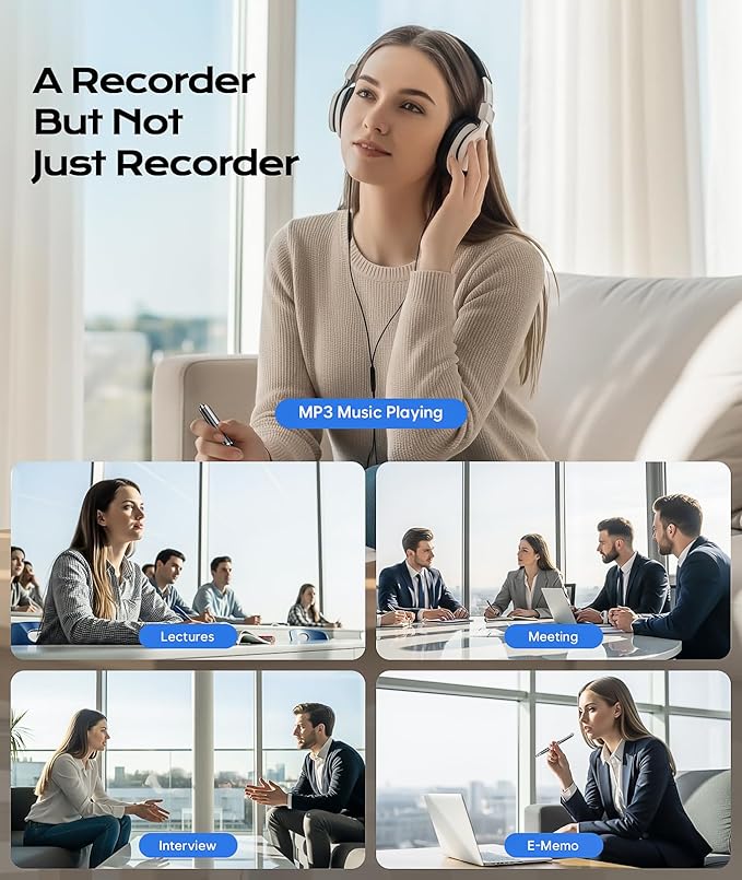 128GB (9800Hrs) Voice Recorder w/Type-C, Portable OTG File Transfer Recording Device, Voice Active Recorder with One-Touch Start, Portable Audio Recorder for Meeting, Interviews, Class, Work