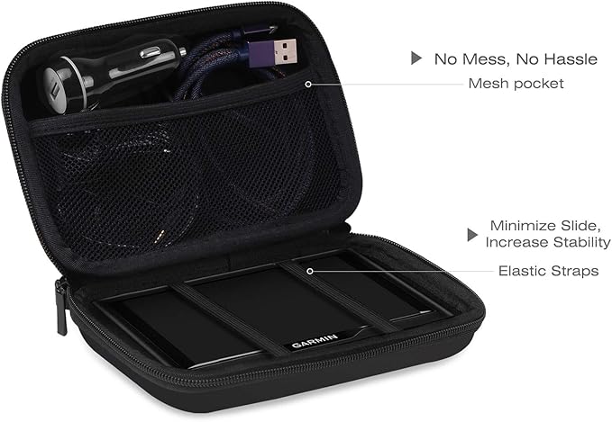 MoKo 7-Inch GPS Carrying Case, Portable Shockproof EVA Hard Shell Protective Pouch Travel Storage Bag for Car GPS Navigator Garmin/Tomtom/Magellan Devices with 7" Display - Black