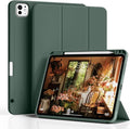 Case for iPad Pro 12.9-inch 2022/2021(6th/5th Gen),iPad Air 13 Inch(M4/M3/M2,2026/2025/2024)with Pencil Holder,2nd Gen Pencil Charging,Auto Sleep/Wake,Flexible TPU Protective Cover(Dark Green)