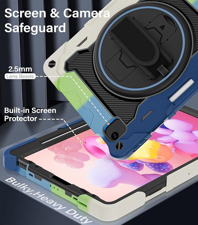 for iPad Pro 11 Case 4th 3rd 2nd 1st Gen (2022 2021 2020 2018) & iPad Air 5th 4th Generation 10.9 inch Case with HD Screen Protector, 360 Kickstand/Hand Strap, Pen Holder, Shoulder Strap