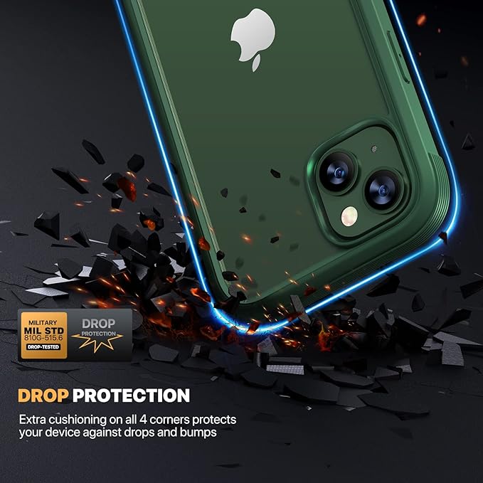 Diaclara Designed for iPhone 13 Case, Full Body Rugged with Built-in Touch Sensitive Anti-Scratch Screen Protector, Soft TPU Bumper Case for iPhone 13 6.1" (Green)