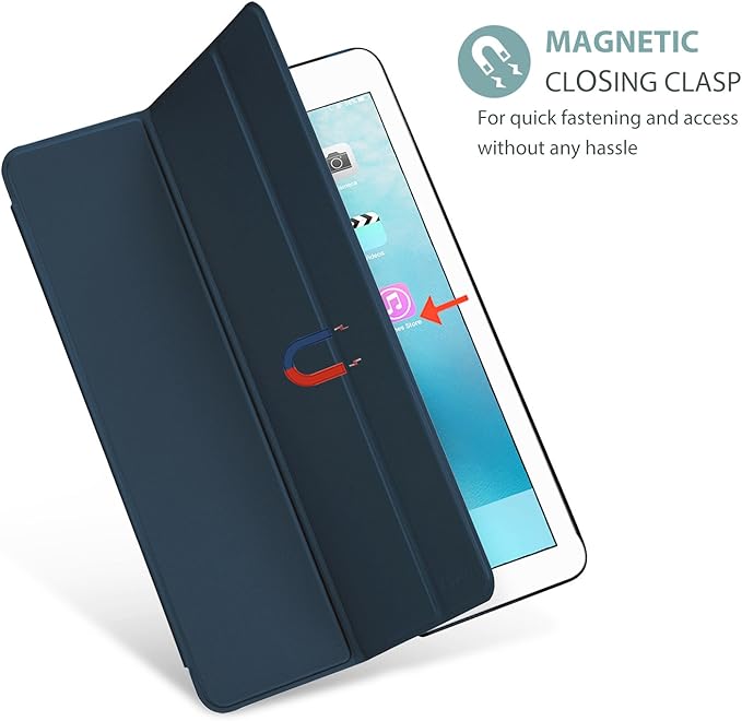 ProCase Smart Case for iPad 9.7 Inch iPad 6th/5th Generation 2018 2017(Model: A1893 A1954 A1822 A1823), Ultra Slim Lightweight Stand Cover with Translucent Frosted Back -Navy
