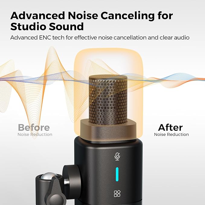 NearStream AM25X Gen2 XLR/USB Condenser Microphone with Noise Canceling/Volume Control/Headphone Jack/Mute, Podcast Microphone for PC/Audio Mixer, Desktop Mic for Stream/Podcast/Gaming/Music Record