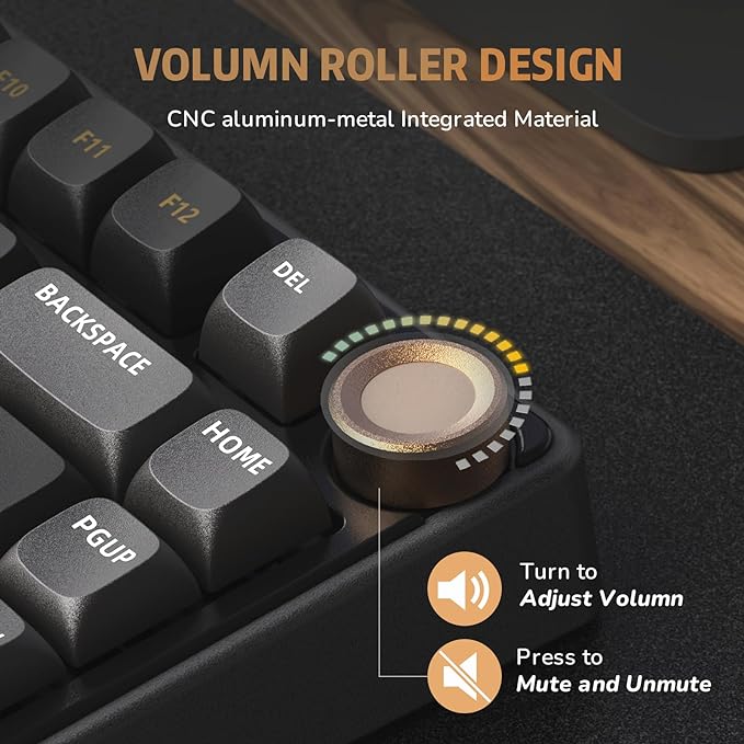 RK ROYAL KLUDGE R75 Wired Gaming Keyboard with Volume Knob, 75% Mechanical Gaming Keyboard Custom Gasket Mount with MDA Profile PBT Keycaps, QMK/VIA, Hot Swappable Silver Switch, Black
