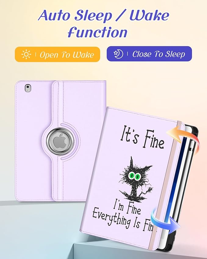 Kidcube for iPad Air 3rd Generation Case/Pro 10.5 Inch Case - Women Girls Kid Cute Rotating Stand Folio Cover with Pencil Holder & Card Slot Girly Kawaii Cat Design Cover for iPad Pro 10.5''/Air 3rd