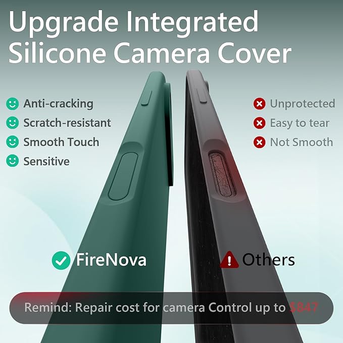 FireNova Magnetic for iPhone Air Case, Compatible with MagSafe, [Integrated Silicone Camera Control Button] [Camera Protection] Microfiber Lining Phone Case for iPhone 17 Air, 6.5", Midnight Green