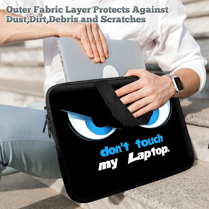 Universal Tablet Laptop Sleeve Case 10 inch, Don't Touch My Laptop Slim Carrying Case Travel Laptop Bag Durable Handbag for 7 to 10-inch Laptops/Notebook/Kids Tablet/ipad/eBook Readers