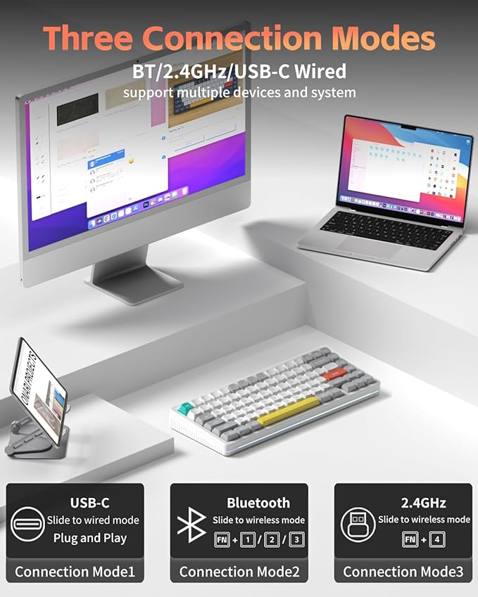 nuphy Halo V2 IO Wireless Mechanical Keyboard with PBT Keycaps,Hot Swappable Custom Gaming Keyboard,Aluminum Alloy Frame,RGB Backlit,Gasket Structure,BT5.0/USB-C/2.4GHz Low Latency Office Keyboards