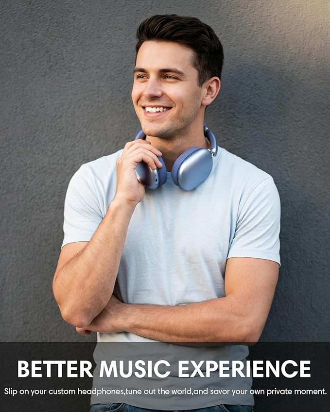 Wentronic Y02 Active Noise Cancelling Headphones, Wireless Over-Ear Bluetooth 5.4 Headphones, Multiple Modes, 60H Playtime, Hi-Res Audio, Big Bass, Foldable Lightweight for Travel Home Office, Blue