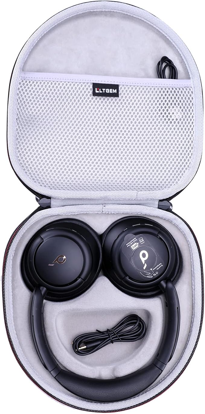 LTGEM Case Compatible with Anker Soundcore Life Q20i / Q20 / Q30 / Q45 Hybrid Active Noise Cancelling Headphones, Black+Gray