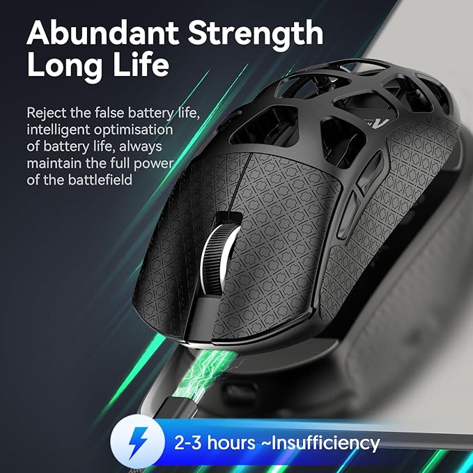 ATTACK SHARK R3 46g Superlight Magnesium Alloy Wireless Gaming Mouse, BT/2.4G/Wired Computer Mouse, 8KHz Polling Rate, PAW3395 26K DPI Sensor Programmable Mice Griptape for PC/Laptop/Mac (Black)
