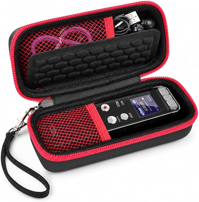 PAIYULE Case Compatible with 136G 128GB Digital Voice Recorder for Aiworth/for Sony ICD-PX370/ 470/560 for EVIDA/for Aomago Activated Recorder Fits for MP3 Player, Earbuds, USB Cable (Box Only) (Red)