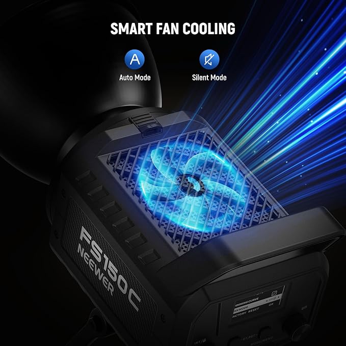 NEEWER 130W RGB LED Video Light APP/2.4G Control 17 Effects, 2500-7500K 19800lux/1m COB Continuous Lighting Output with CRI97/TLCI98 4 Dimming Curves, Bowens Mount Spotlight for Studio Shoots, FS150C