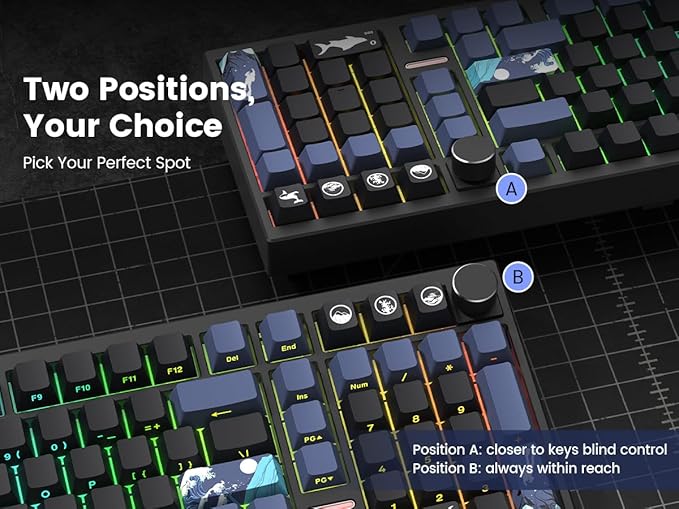 Womier Wireless Gaming Keyboard, Mechanical Keyboard, 98% Creamy Keyboard RGB Backlit with Number Pad and Volume Knob, BT5.0/2.4GHz/USB-C Mode, Hot Swappable Custom Keyboard with Linear Switches